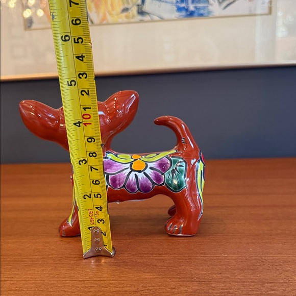 Hand-Painted Red Ceramic Chihuahua Figurine Talevera - Picture 8 of 12